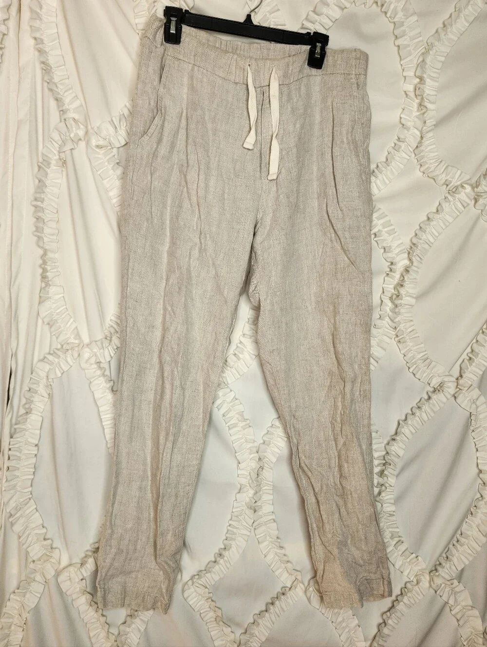 NN07 Drawstring Gray Linen Keith Pants Sz 32 X 34